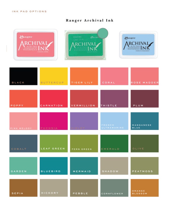 Stamp Ink Pad, Ranger Archival Dye Rubber Stamp Ink, Available in