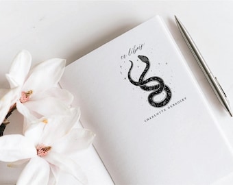 Personalized Snake Book Stamp: Custom Ex Libris, Book Lover Gift