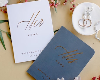 Luxury Foil Wedding Vow Books: His and Hers Set with Many Colors Available