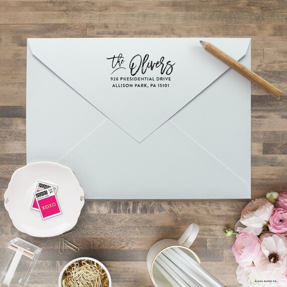 Custom Address Stamp, Self Inking Return Address Stamp, Wood Stamp with Handle, Bridal Shower Gift, Address Stamps Il_570xn
