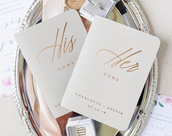 Wedding Vow Books, Set of 2, Gold Foil Vow Books, His and Her Set of Vow Books, Personalized Gold Foil, Simple and Chic, Our Vows, His Hers