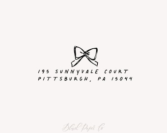 Address Stamp with Bow | Bow Address Stamp | Minimalist Ribbon Design