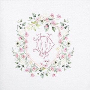Purple and Sage Wedding Crest | Monogram Crest | Spring Wedding Crest | Watercolor Crest | Purple Floral Monogram | Custom Wedding Monogram