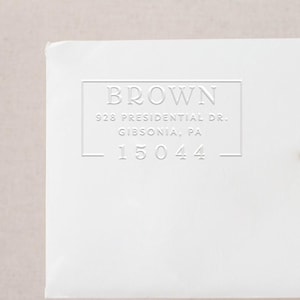 May include: White embossed return address label with the text "BROWN", "928 PRESIDENTIAL DR.", "GIBSONIA, PA", and "15044".