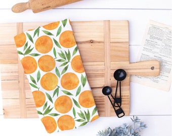 Darling Watercolor Orange Tea Towels, Cotton Kitchen Tea Towel, Kitchen Towels, Orange Watercolor Kitchen Towel, TeaTowel Oranges