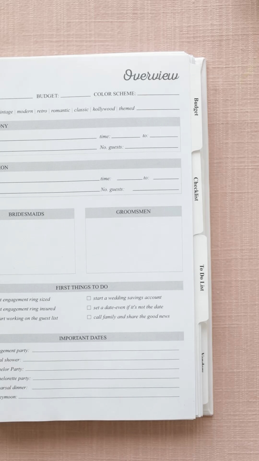 Carnet Planification Mariage - Couverture Rigide Dorée - Liste De Contrôle Guidée A5 - Cadeau Fiançailles élégant