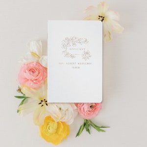 Personalized Wedding Officiant Book, Officiant Gift, Officiant Vow Book, White Wedding Notebook, Gold Foil, Reverend Gift, Speech Book