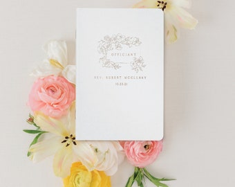 Personalized Wedding Officiant Book, Officiant Gift, Officiant Vow Book, White Wedding Notebook, Gold Foil, Reverend Gift, Speech Book