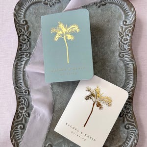 Palm Tree Wedding Vow Books: Beach Ceremony, Foil Print - Set of 2