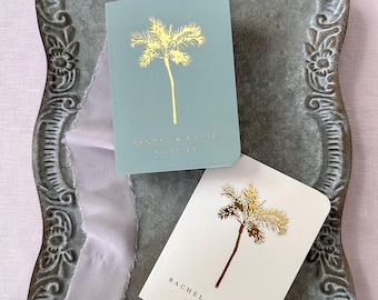 Palm Tree Wedding Vow Books: Beach Ceremony, Foil Print - Set of 2