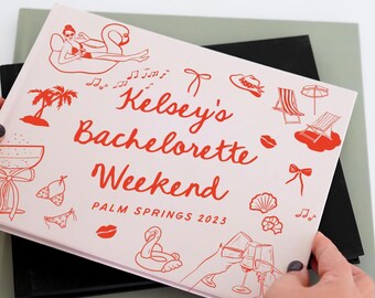 Personalized Bachelorette Party Guest Book: Illustrated Retro Album