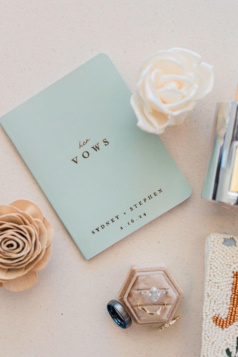 Wedding Vow Book Wedding Vow Books Personalized Vow Books Blue Vow Books Gold Foil Vow Booklets Personalized Vows His and Her Vow books