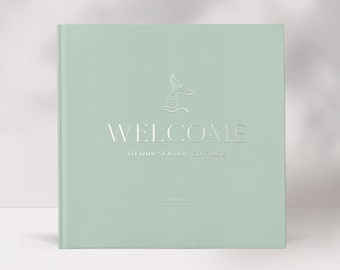 AirBnB Vacation Rental Guest Book, Rental House Guest Book, Welcome Book, Beach House Guest Book with Icons, Sign In Guest Book