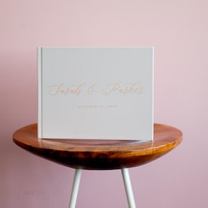 Wedding Guest Book landscape horizontal wedding book with Real Gold Foil wedding guestbook personalized names hardcover instant photo booth
