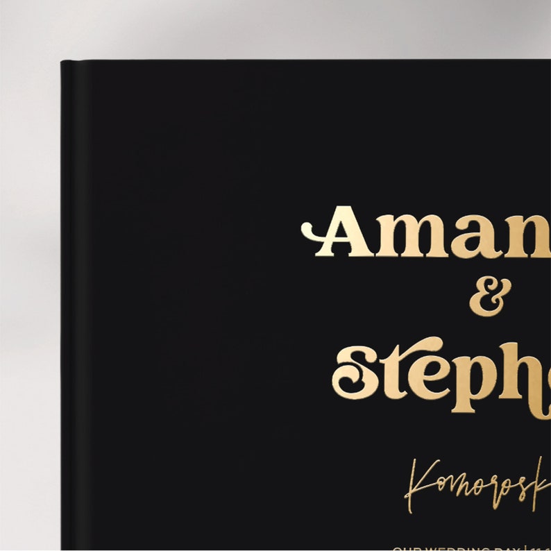 Wedding Guest Book, Simple and Chic Design, Gold Foil and Ivory Guest Book, Chic Simplicity Guest Book, Black and Gold Foil image 2