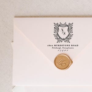 Floral Monogram Return Address Stamp, Self Inking Return Address Stamp, Return Label Stamp, Personalized Stamp Return Address, Housewarming