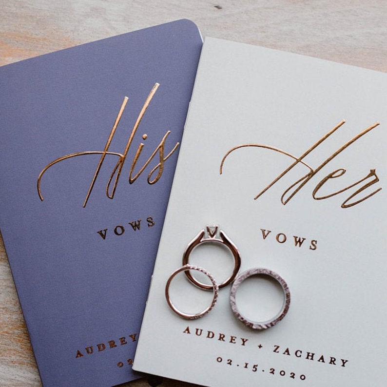  Wedding Vow Books Gold Foil Press on White Vow Book Etsy