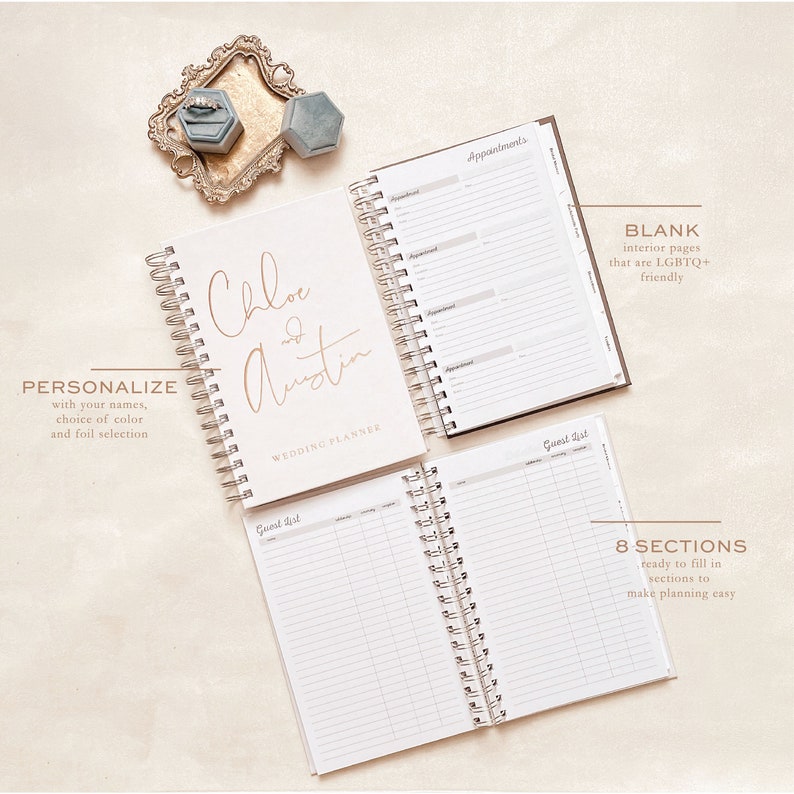 Blush Watercolor Wedding Planner Book, Custom Wedding Planner Book, Personalized Wedding Planner, Wedding Planner image 4