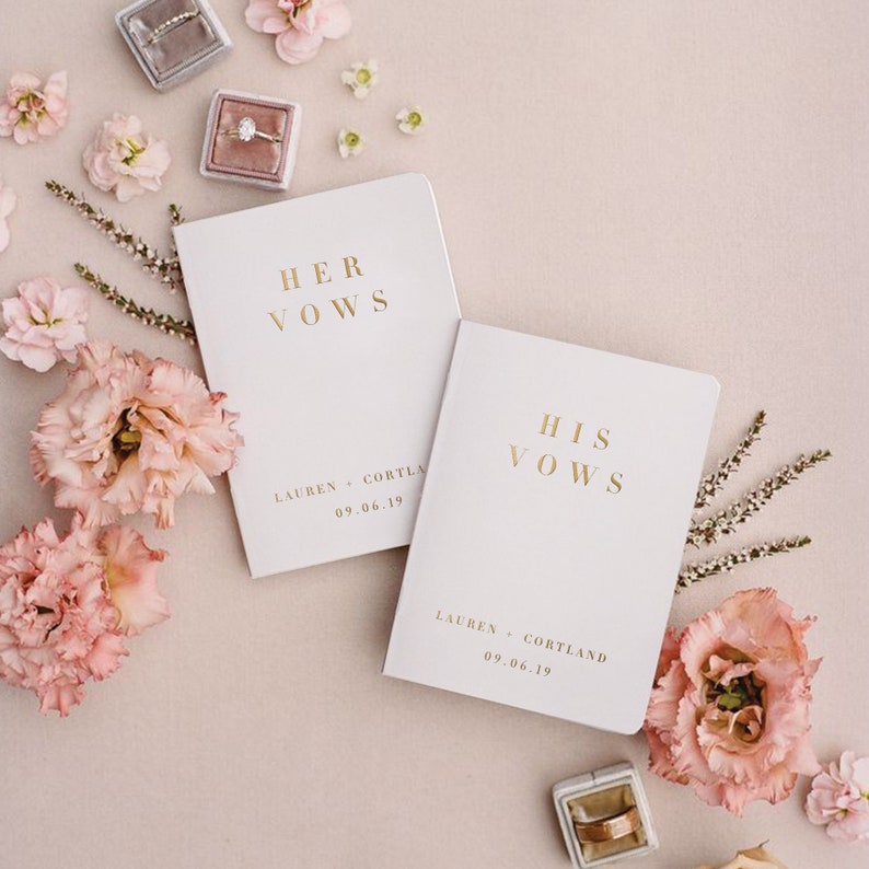 Minimalist Vow Books for Wedding, Neutral Wedding Vow Books His and Her LGBTQIA Friendly image 1