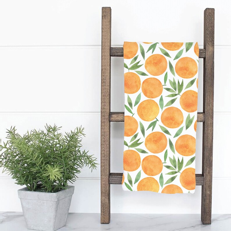 Darling Watercolor Orange Tea Towels Cotton Kitchen Tea Etsy