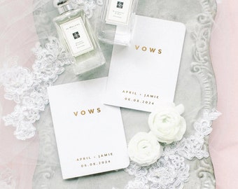 Personalized Wedding Vow Books: Gold Foil, His & Hers, Set of 2