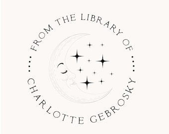 Custom Library Embosser: Moon & Stars, Personalized Book Stamp