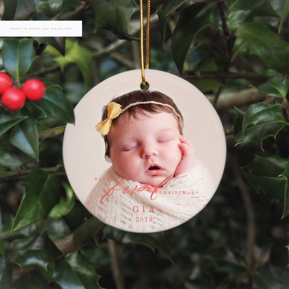 Personalized Baby Girl Birth Announcement Christmas Ornament 