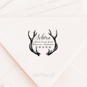 Antler Return Address Stamp, Self Inking Return Address Stamp, Return Label Stamp, Personalized Stamp Return Address, Housewarming