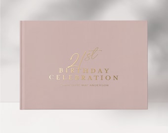 Birthday Guest Book, Modern Bday Book, Real Gold Foil Guestbook, Personalized Hardcover Photo Booth Album, Birhday Guestbook, Minimalist
