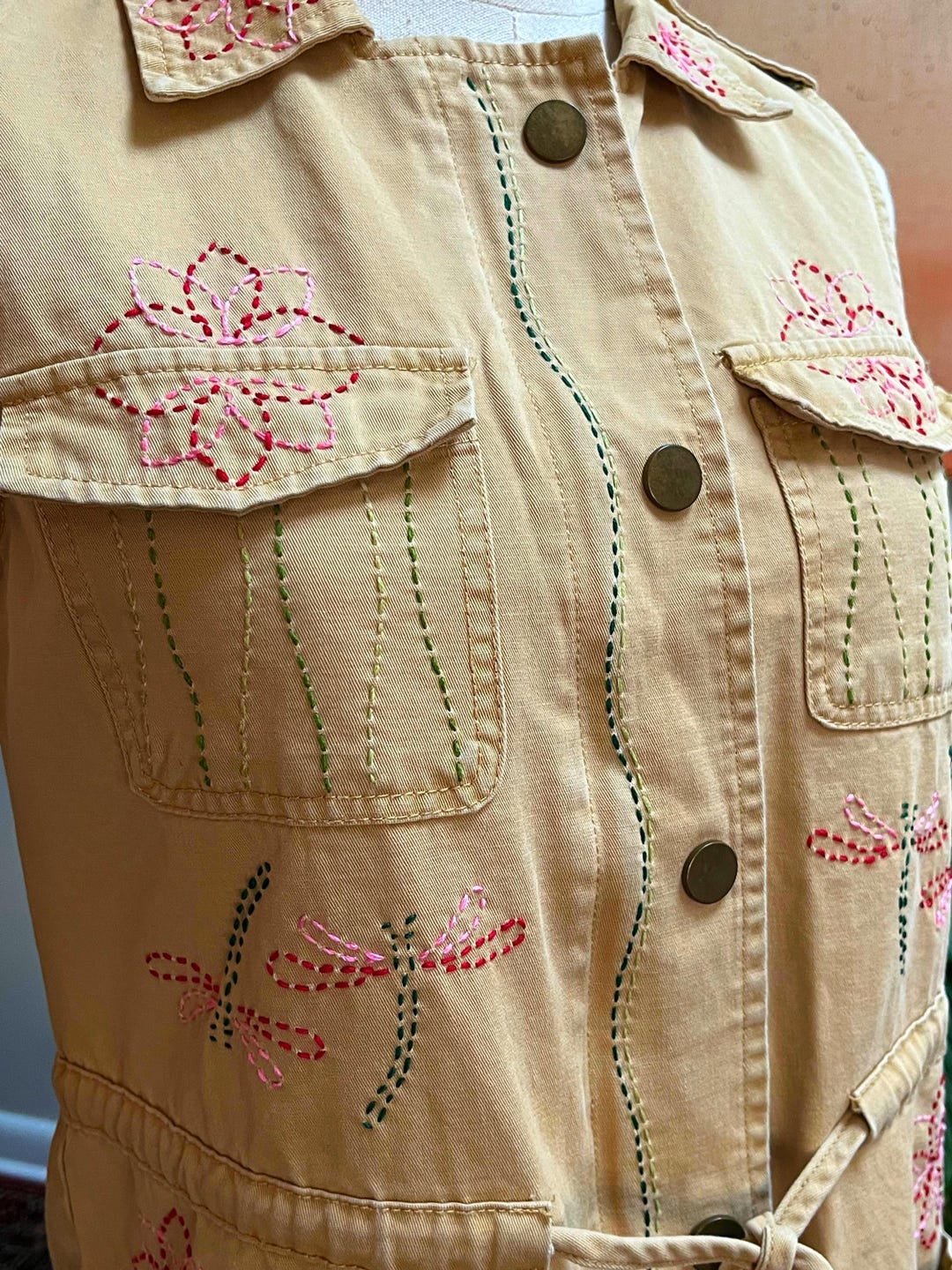 Upcycled Cargo Vest XS: Sashiko Hand-stitched Wearable Art - Etsy