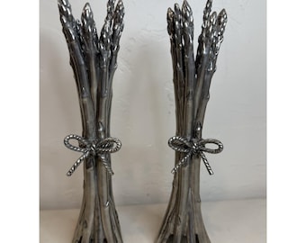 Vagabond House Pewter Asparagus Candlesticks Farmers Market Candle Holder Pair