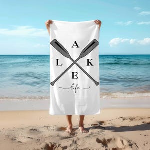 Lake Life Beach Towel - Summer Essentials for Lake House, Paddle Lover Gift, Boating & Water Sports Accessories