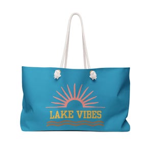 Lake Vibes Weekender Bag - Turquoise, Perfect for Lake Trips, Travel, Weekend Getaways, Family Outings, Gifts for Lake Lovers