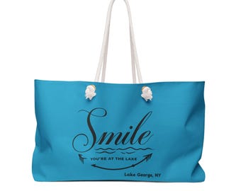 Smile You're at the Lake Custom Lake-weekendtas - turkoois, perfect voor uitstapjes, reizen, weekendjes weg, cadeaus voor liefhebbers van het meer