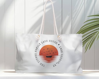 Gepersonaliseerde Lake House-weekendtas, perfect voor boottochten, reizen, weekendjes weg, familie-uitjes, cadeaus voor liefhebbers van het meer