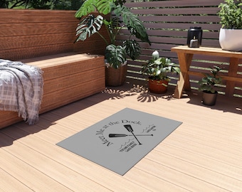 Gepersonaliseerde buitentapijt - Meet Me at the Dock Lake House-mat, cadeau voor familiebijeenkomst, terrasaccessoire aan het water, zomerse barbecuedecor