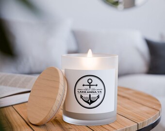 Vela de vidrio esmerilado personalizada de la Casa del Lago, vela de soja personalizada, decoración de la Casa del Lago, regalo relajante para el hogar, vela para cualquier ocasión