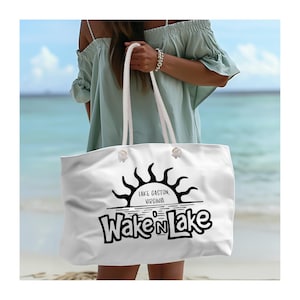 Wake n&#39; Lake Custom Lake House Weekender Bag, Perfect for Lake Trips, Travel, Weekend Getaways, Family Outings, Gifts for Lake Lovers