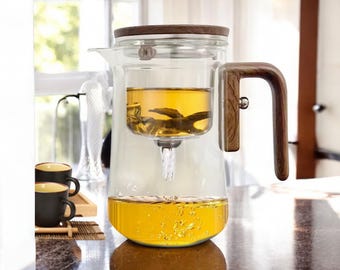 Tetera de vidrio con infusor magnético: tetera de hojas sueltas (520 ml/800 ml)