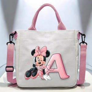 Disney Minnie Mouse Shoulder Bag – Cute Cartoon Canvas Crossbody Tote for Girls & Women, Large Capacity Gift