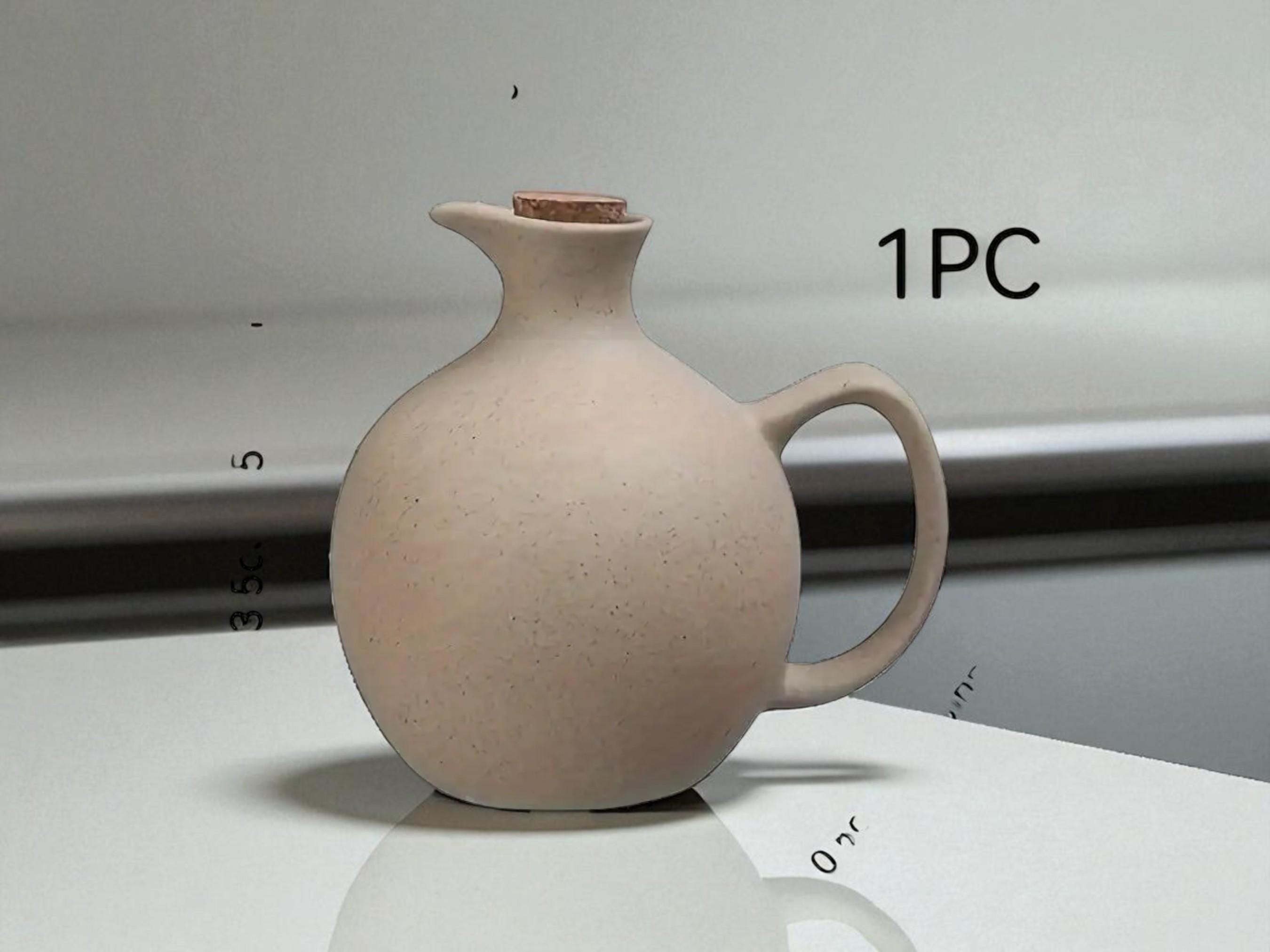 素朴な陶器のオリーブオイルディスペンサー：大きな陶器のオイルボトル