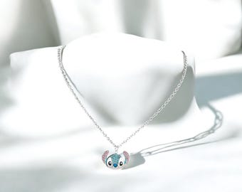 Sparkly Rhinestone Stitch Necklace – Disney Cartoon Pendant