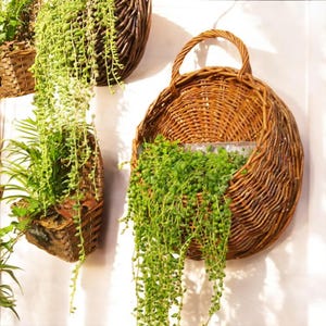 Handgemachter Weiden-Wand-Blumentopf - Rattan-Hängekorb für Blumen & Gartendekoration