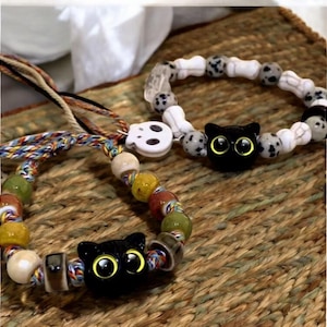 Cartoon Cat Charm Bracelet – Steel Skeleton Tassel Hand Chain for Women Y2K Halloween Jewelry Gift