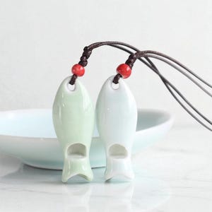 Ceramic Whistle Pendant Necklace for Women – Retro Handmade Jewelry, Unique Gift for Her