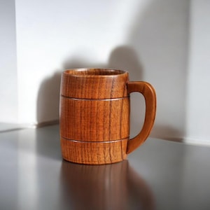 Handmade Rustic Wooden Coffee Mug - Natural Wood Beer Stein