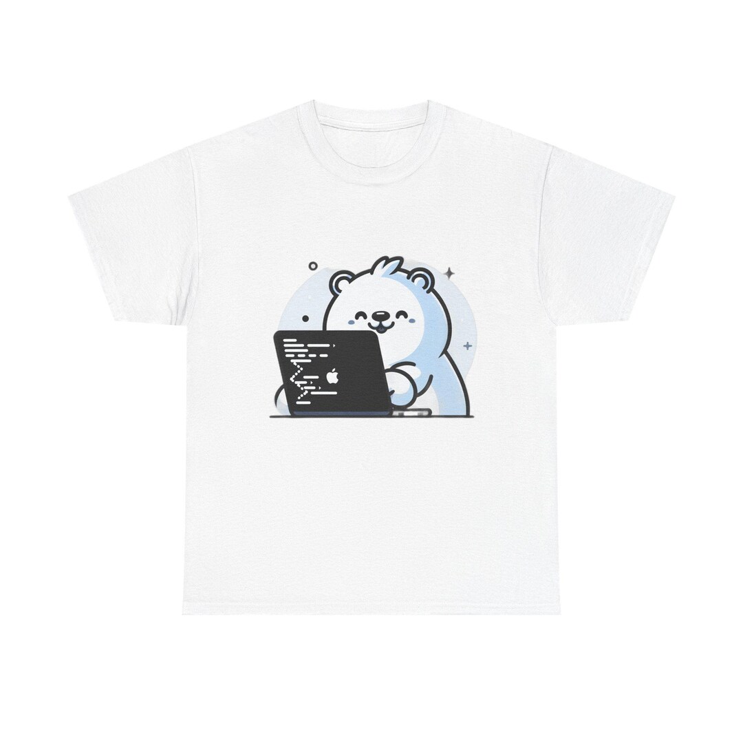 Happy Cartoon Bear Coding T-shirt for Programmers Fun Tech Tee - Etsy