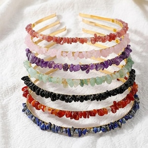Elegant Cream Headband with Multicolor QUARTZ Stones Quartz Headband - Etsy main image 3