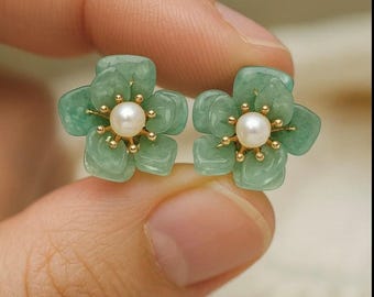 Gioielli In Pietra Naturale Orecchini Pendenti In Giada Verde - Intagliati A Goccia, Placcati Oro 18k, Gancio Per Orecchio Gioiello Etnico