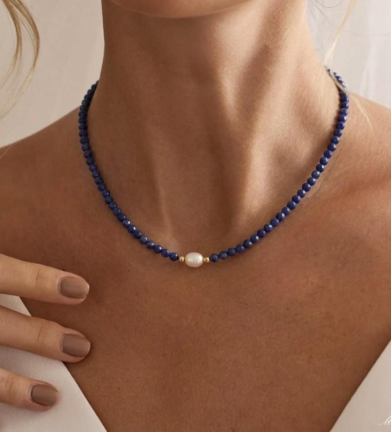 Murano Vetro Collana Blu Bronzo 42 Perline Sommerso 46cm Venezia